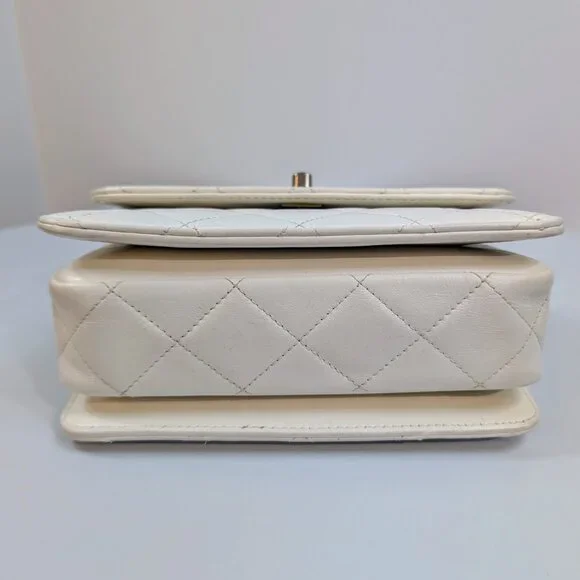 Chanel 19 White Lambskin Small Flap Bag with Pink/Blue Hardware - Picture 5 of 14